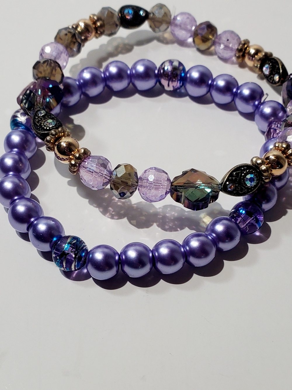 Elegant Lavender Beaded Stretch Bracelet Set